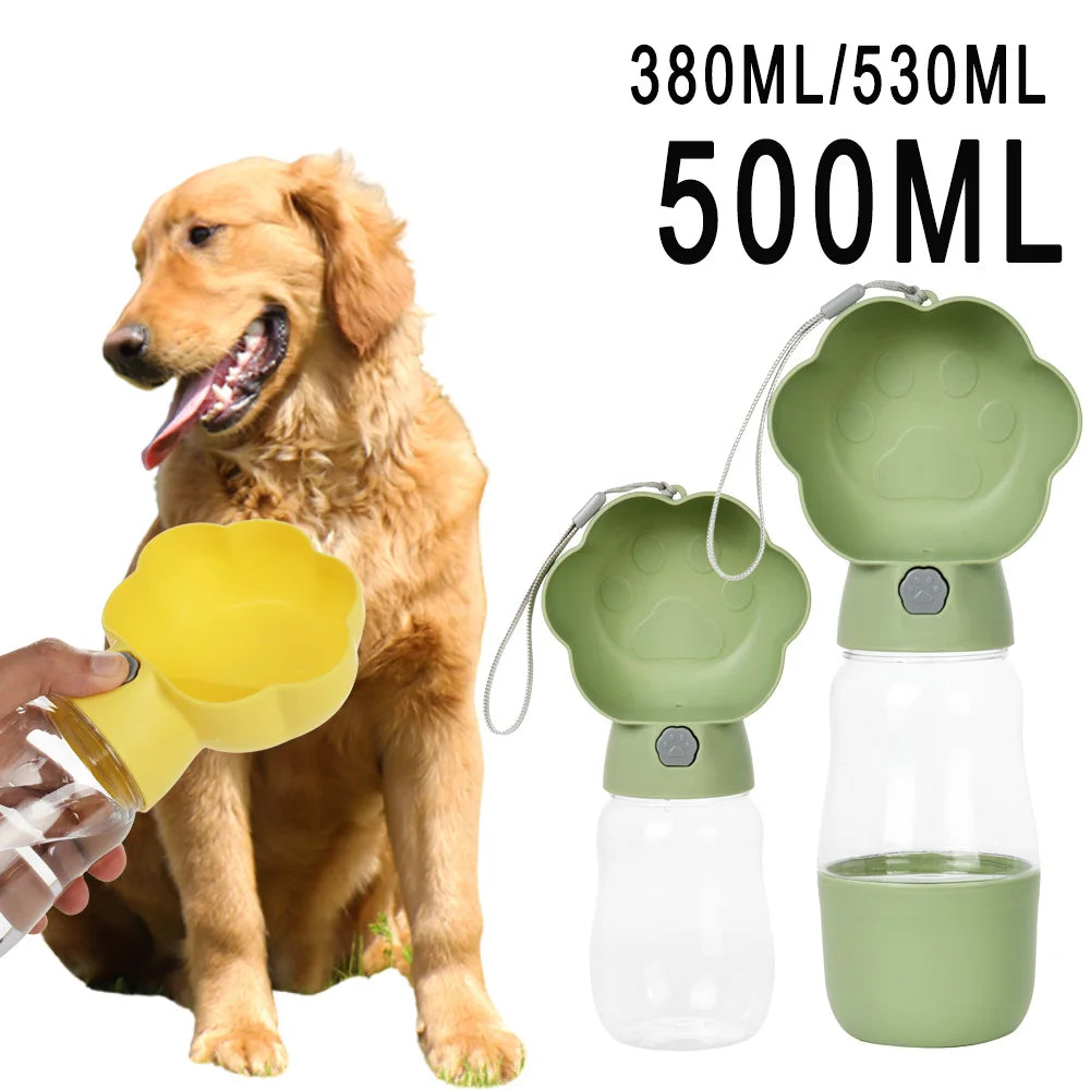 Botella de agua portátil 2 en 1 para perros con contenedor de comida