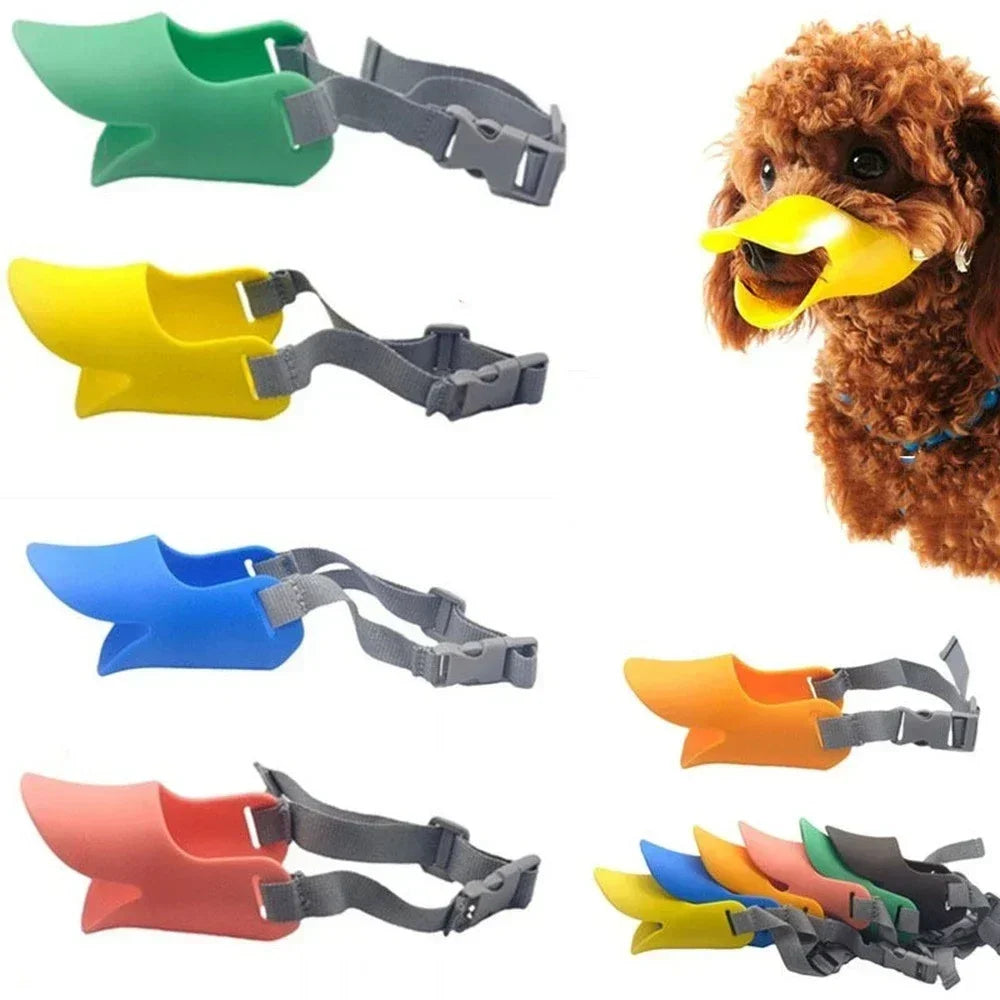 Bozal de silicona con forma de pato para perros: antimordeduras y antiladridos
