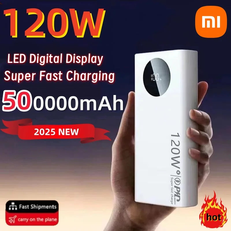 Batería externa Xiaomi de alta capacidad de 120 W y 50 000 mAh: carga ultrarrápida para todos los dispositivos