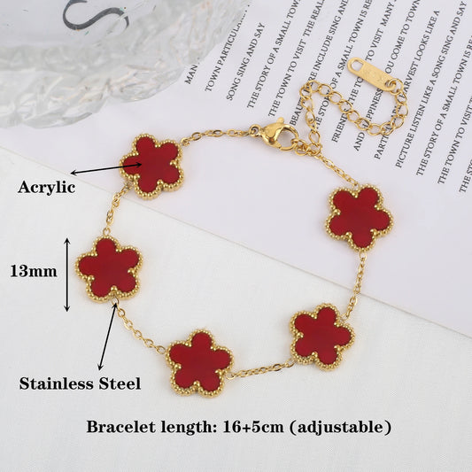 CloverGrace – Five-Leaf Shell Bracelet