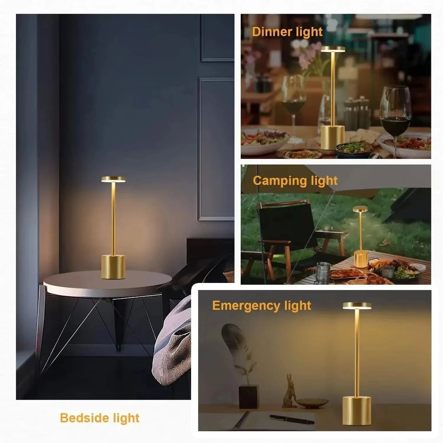 Lampe de table LED à capteur tactile simple – Rechargeable et élégante