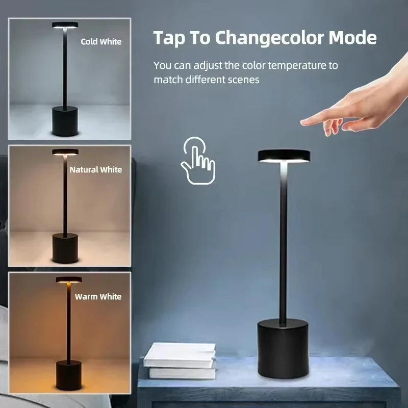 Lampe de table LED à capteur tactile simple – Rechargeable et élégante